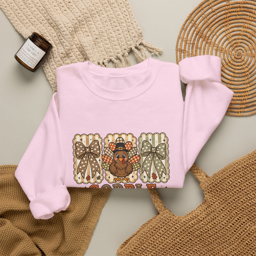 Thanksgiving Crewneck Sweatshirt — "Gobble Gobble 'til You Wobble" Turkey Design