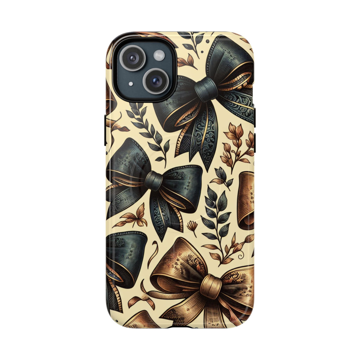 Bow Pattern Tough Magnetic Phone Case — Vintage Ribbon Floral Design