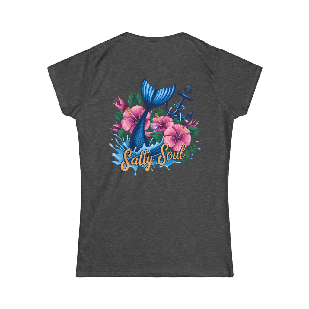 Salty Soul Floral Anchor Beach T-Shirt — Cute Nautical Gift for Women Graphic Tee