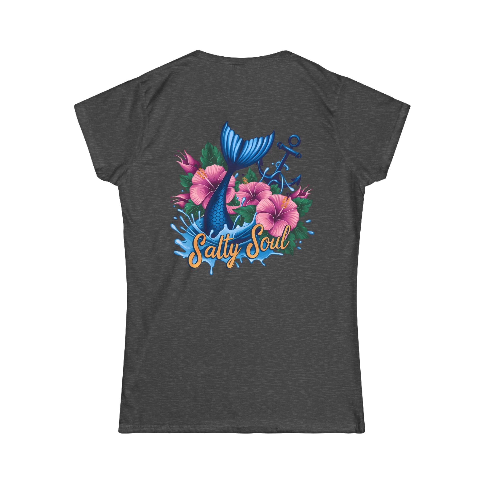 Salty Soul Floral Anchor Beach T-Shirt — Cute Nautical Gift for Women Graphic Tee