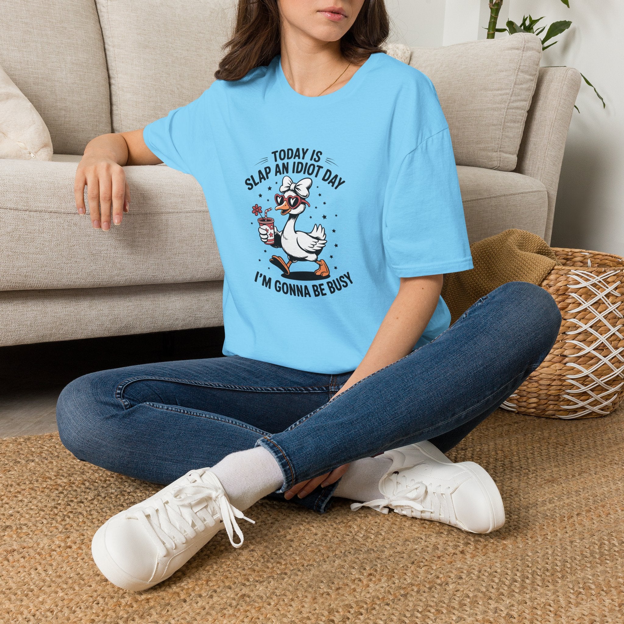 Today Is Slap An Idiot Day Duck T-Shirt — Funny Sarcastic Gift for Her Graphic Tee