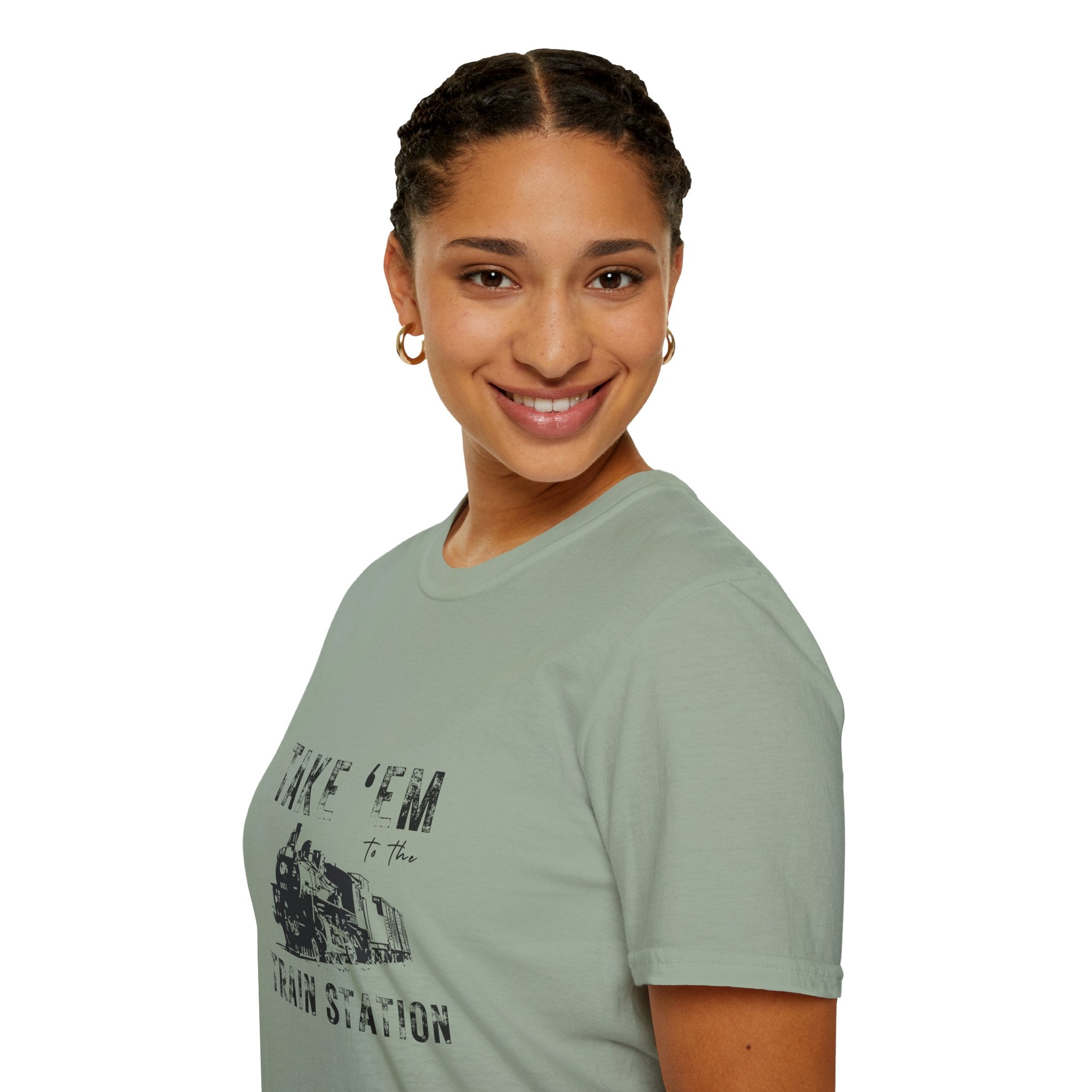 Take 'Em to the Train Station T-Shirt — Funny Sarcastic Gift Vintage Engine Graphic Tee