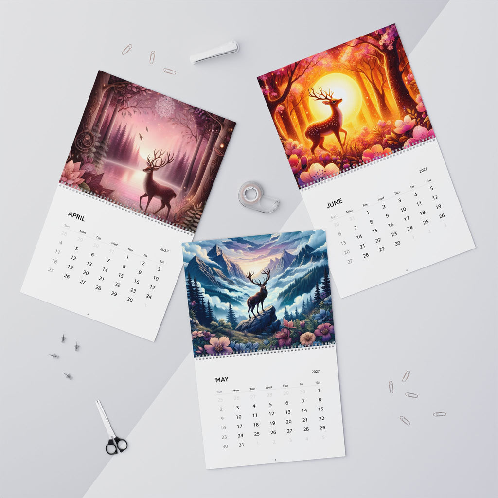 2027 Deer Art Wall Calendar — Scenic Forest & Moonlit Wildlife Monthly Planner