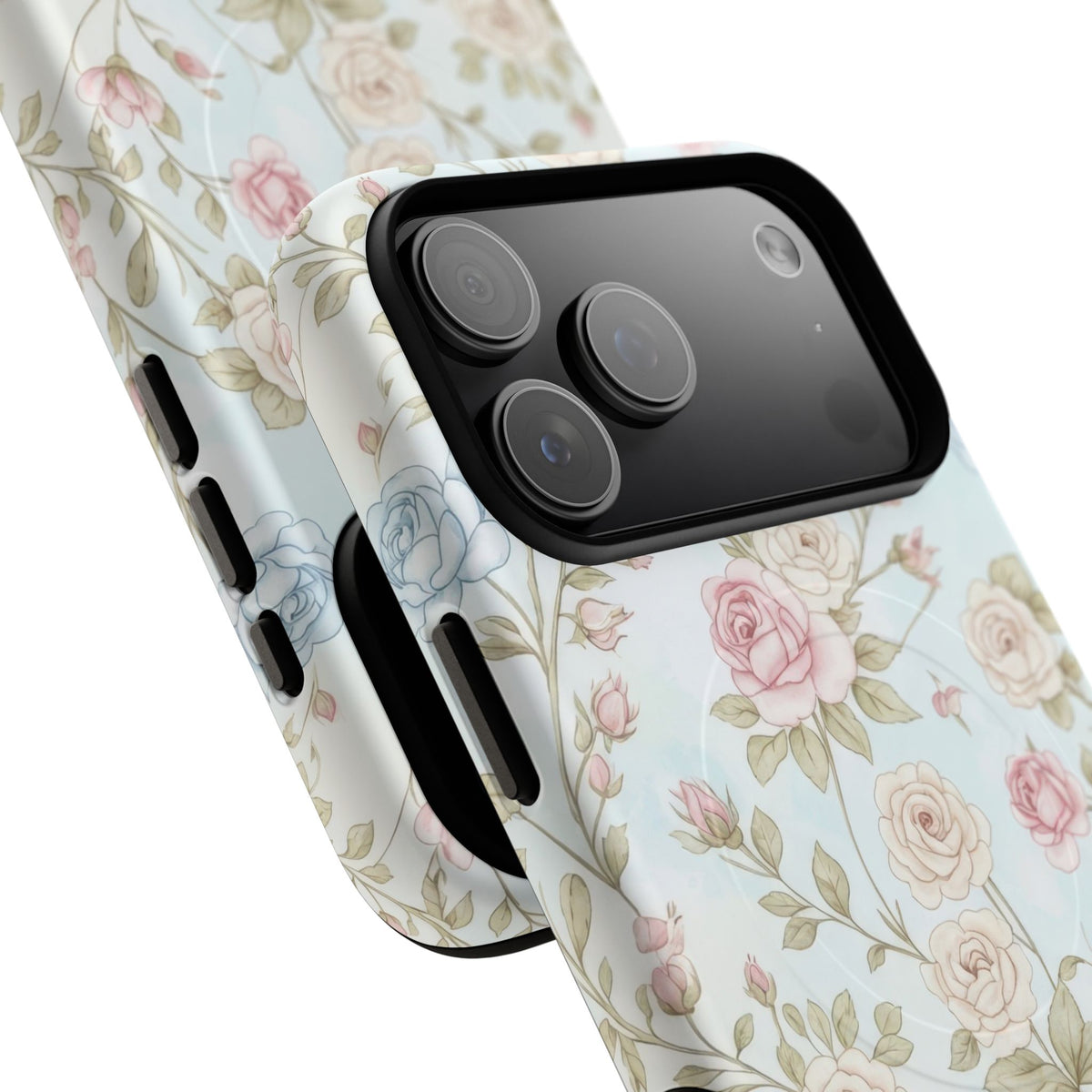 Vintage Floral Rose Magnetic iPhone Case — MagSafe Tough Protective Cover