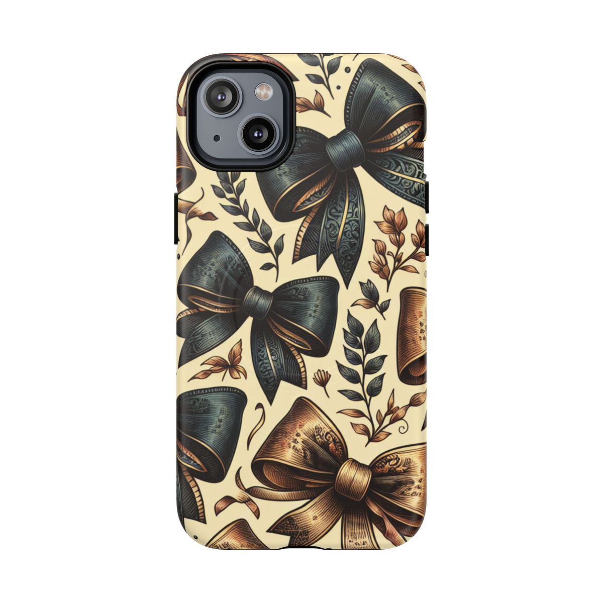 Bow Pattern Tough Magnetic Phone Case — Vintage Ribbon Floral Design
