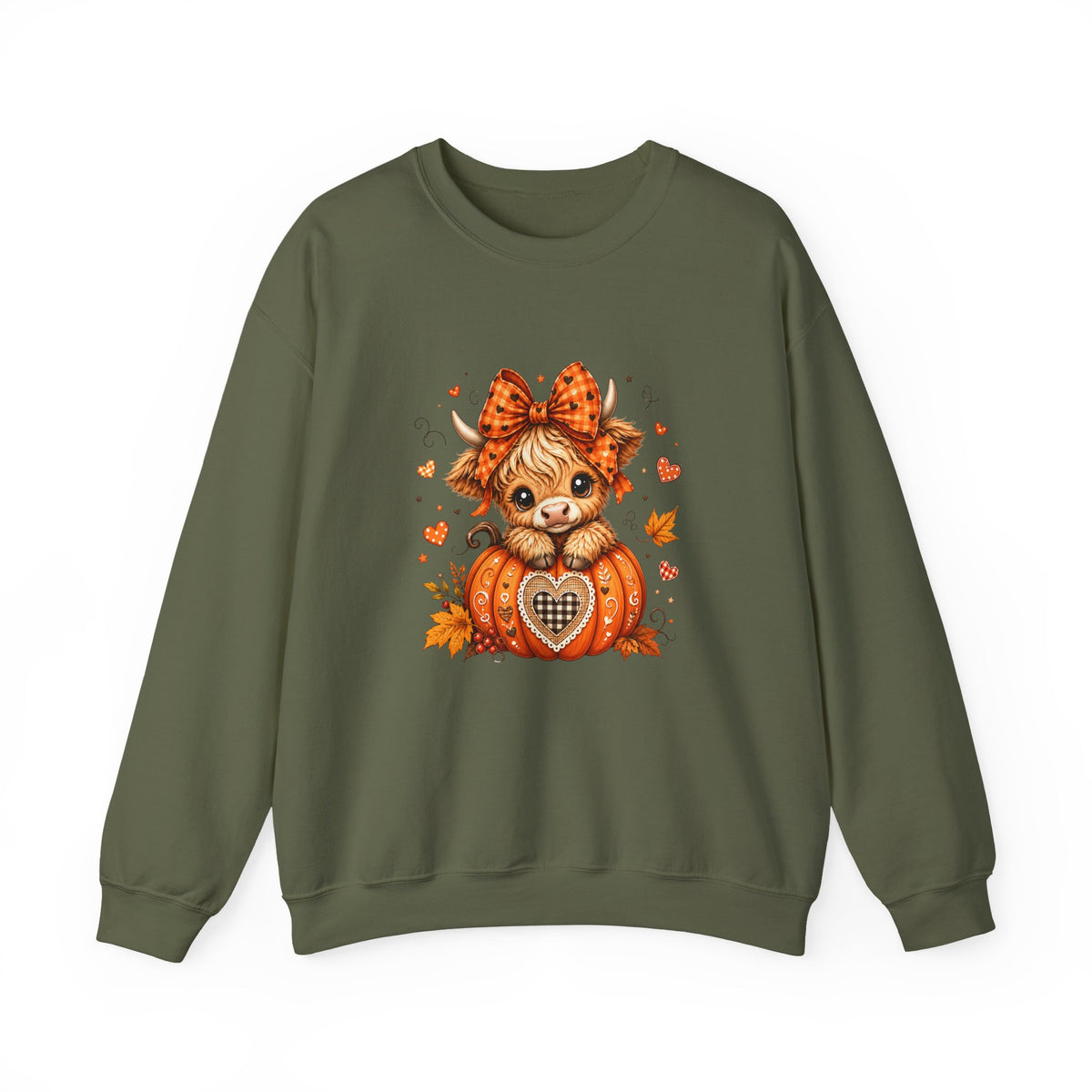 Cute Highland Cow Pumpkin Halloween Sweatshirt
