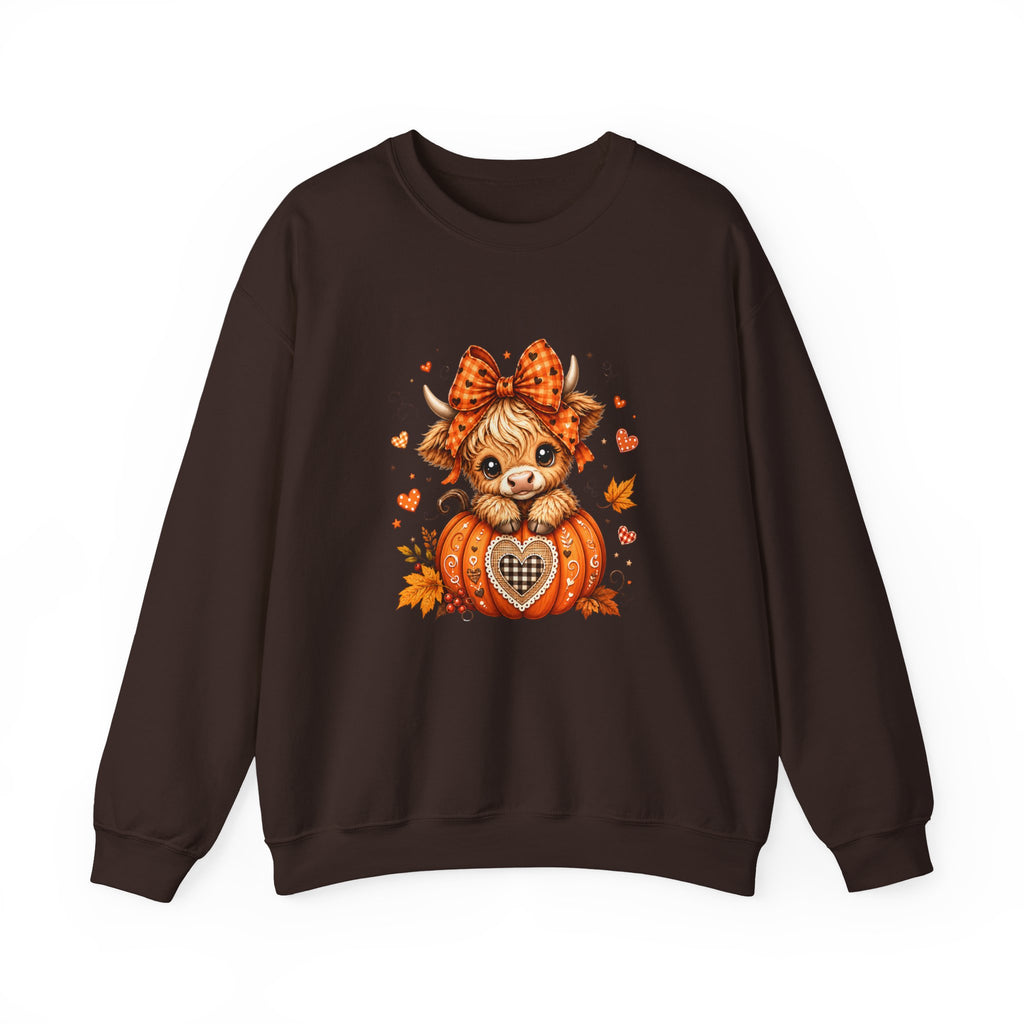 Cute Highland Cow Pumpkin Halloween Sweatshirt