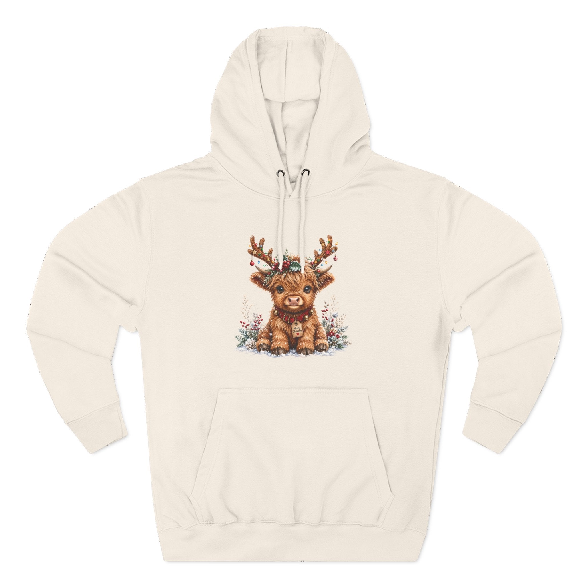 Cute Reindeer Fleece Hoodie - Christmas Woodland Holiday Sweatshirt