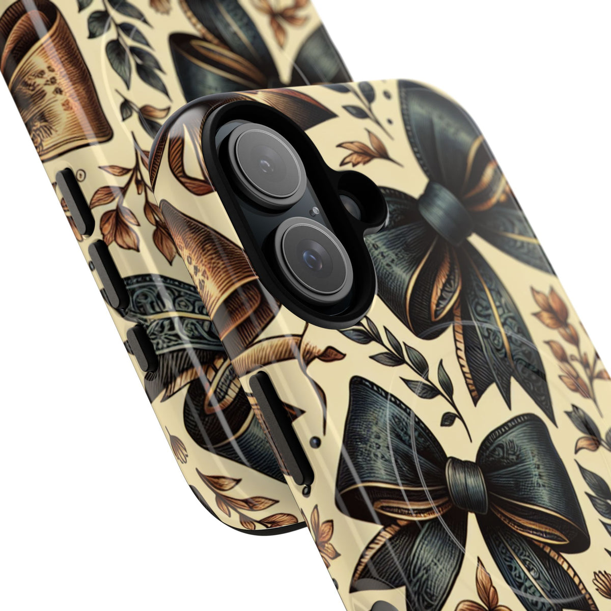 Bow Pattern Tough Magnetic Phone Case — Vintage Ribbon Floral Design