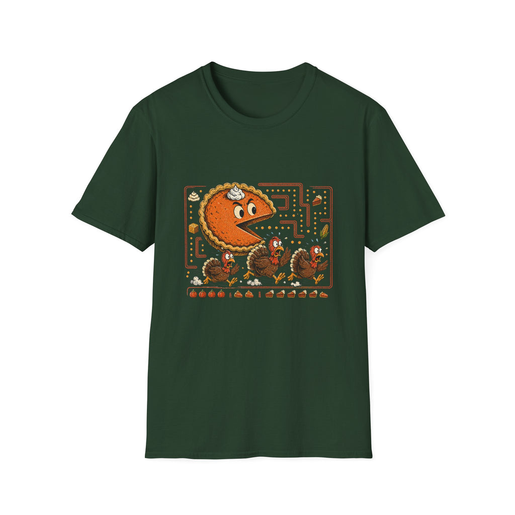 Retro Pie Monster T-Shirt — Funny Pac-Maze Dessert Gamer Tee