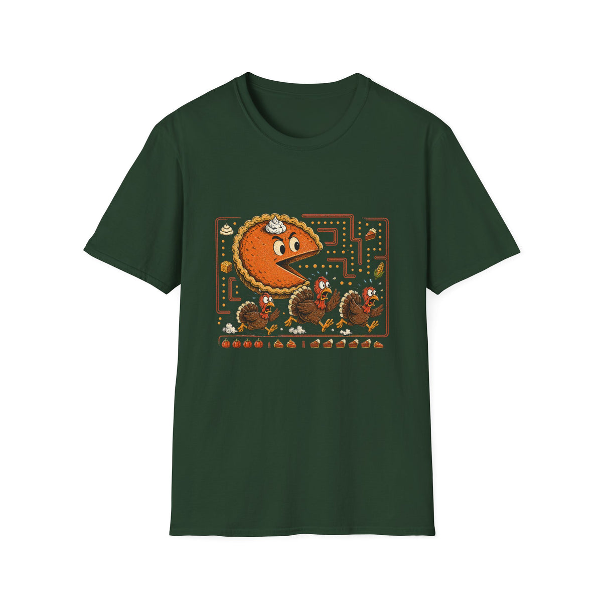 Retro Pie Monster T-Shirt — Funny Pac-Maze Dessert Gamer Tee