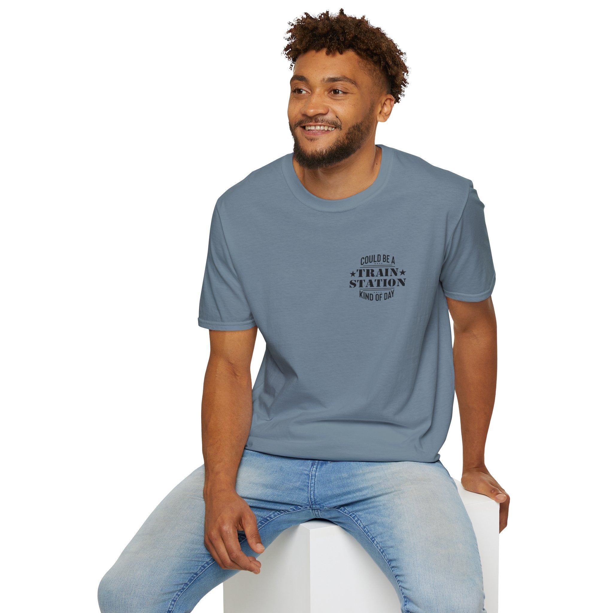 Could Be a Train Station Kind of Day T-Shirt — Funny Sarcastic Gift for Her Pocket Tee