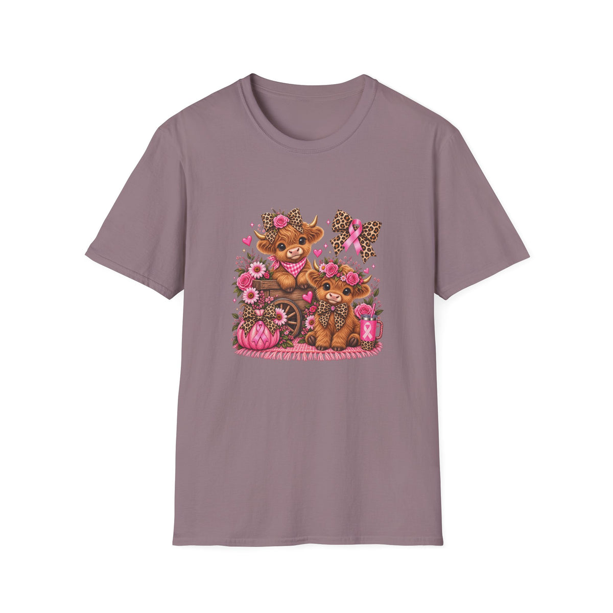 Breast Cancer Awareness Highland Cow T-Shirt