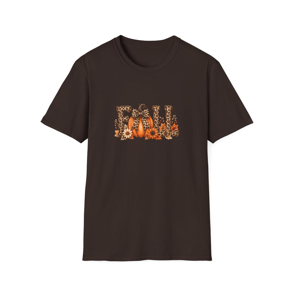 Fall Leopard Pumpkin T-Shirt — Cute Autumn Gift for Women Floral Graphic Tee