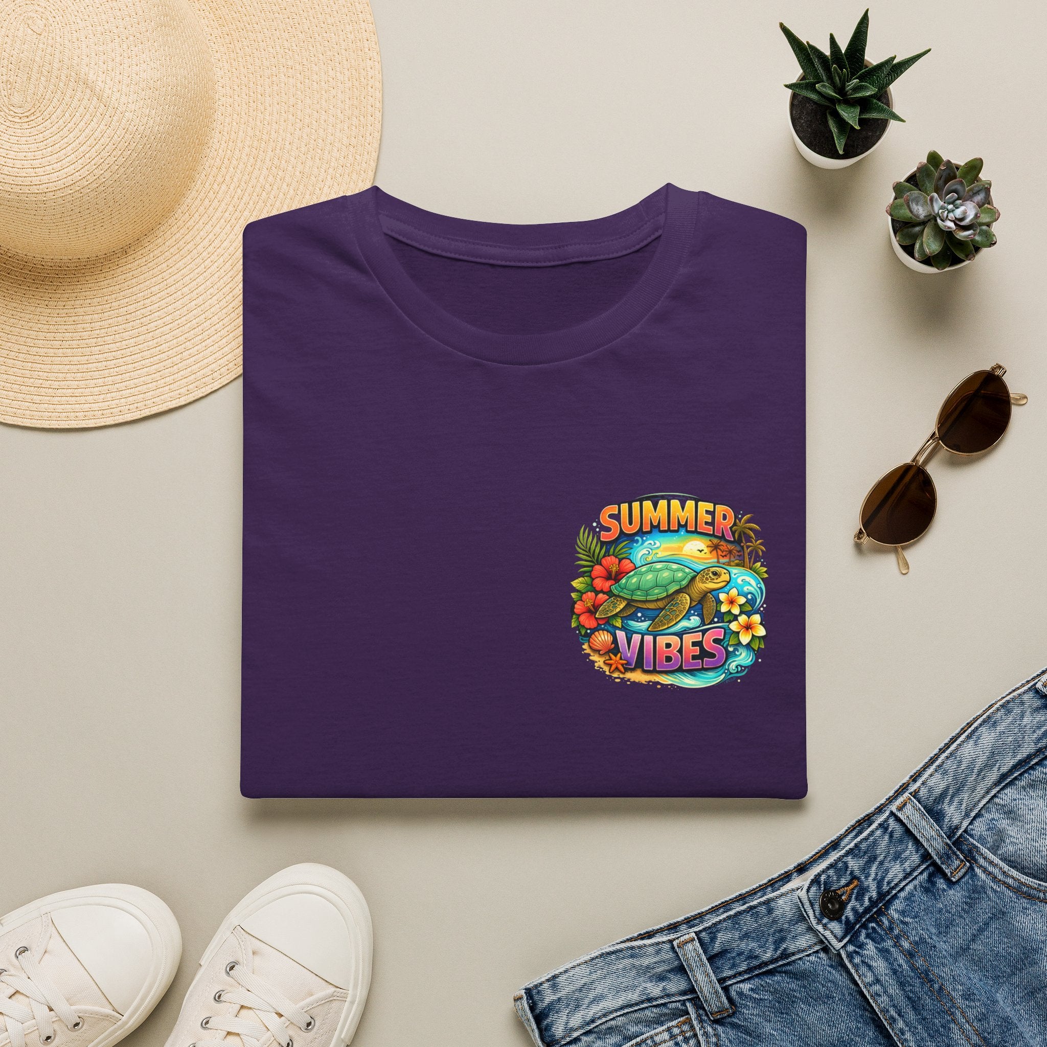 Summer Vibes Sea Turtle T-Shirt — Cute Beach Gift for Women Surf Floral Graphic Tee