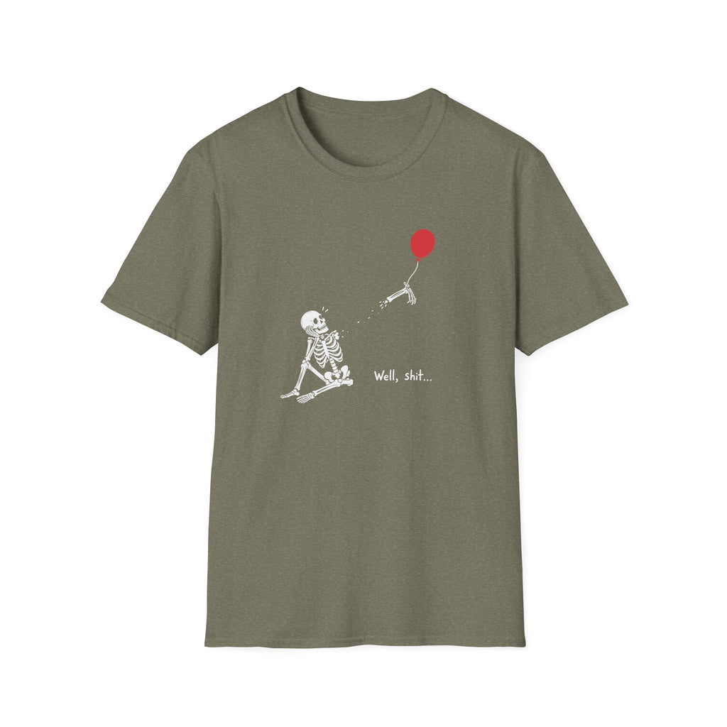 Funny Skeleton Balloon T-Shirt, Well Shit Graphic Tee