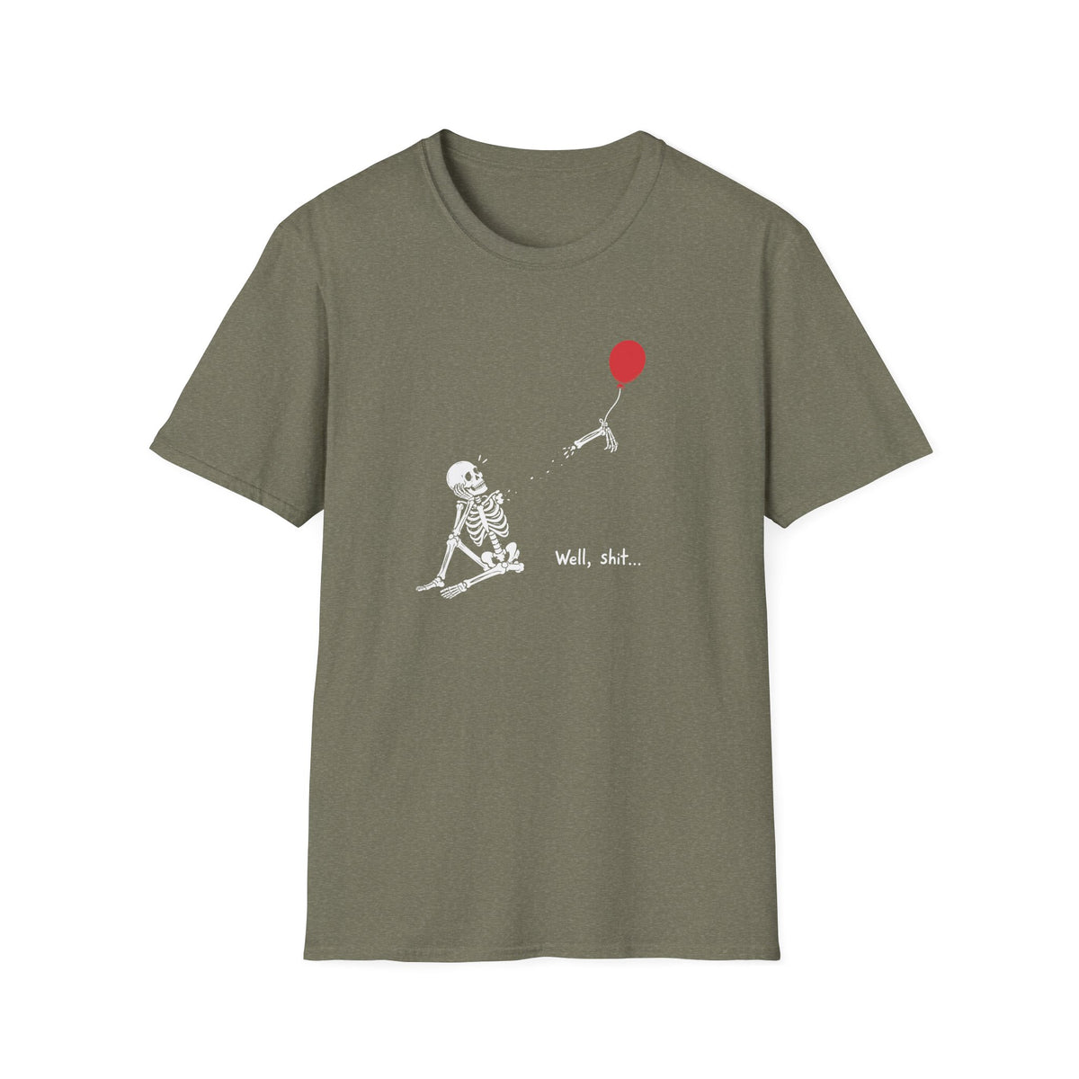 Funny Skeleton Balloon T-Shirt, Well Shit Graphic Tee