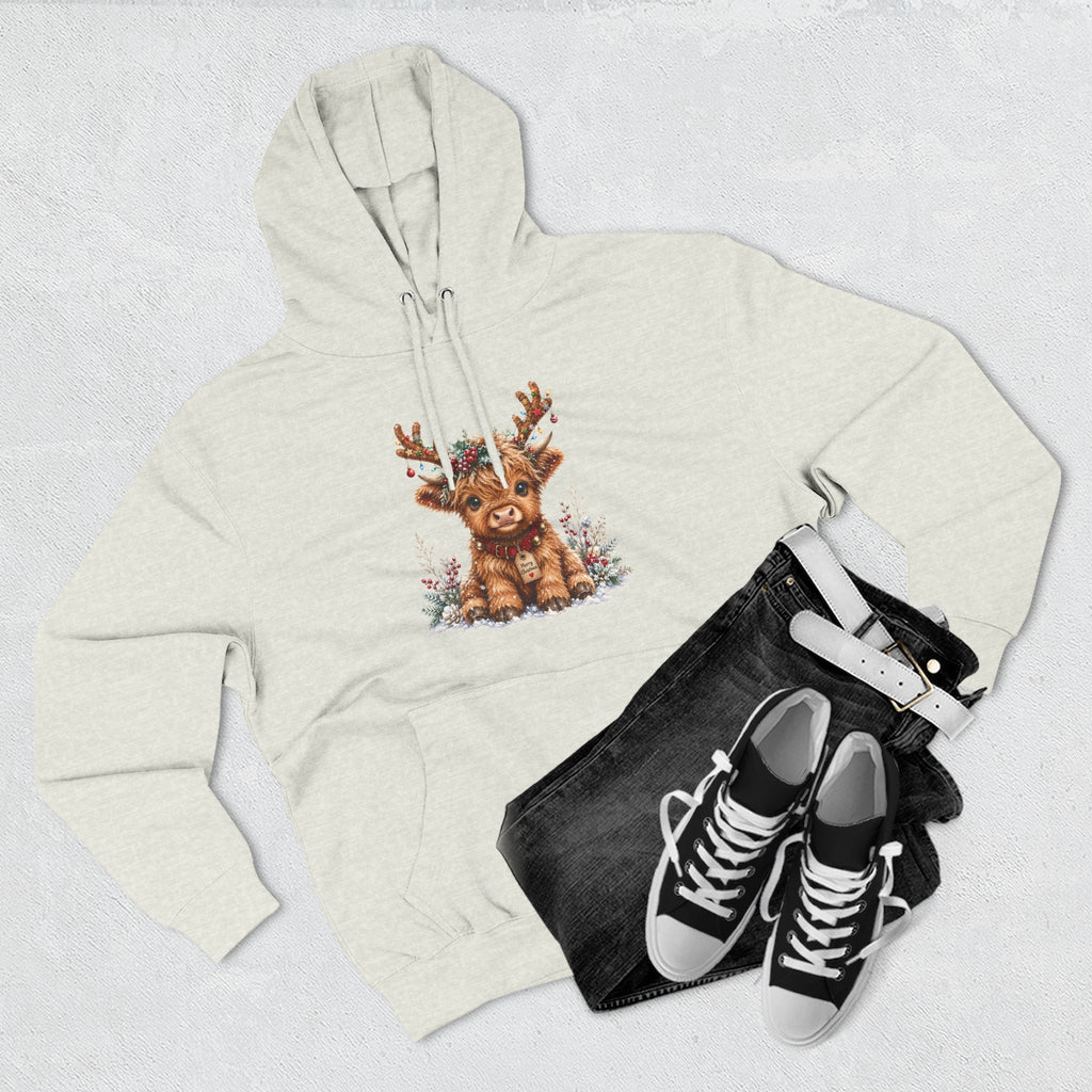 Cute Reindeer Fleece Hoodie - Christmas Woodland Holiday Sweatshirt