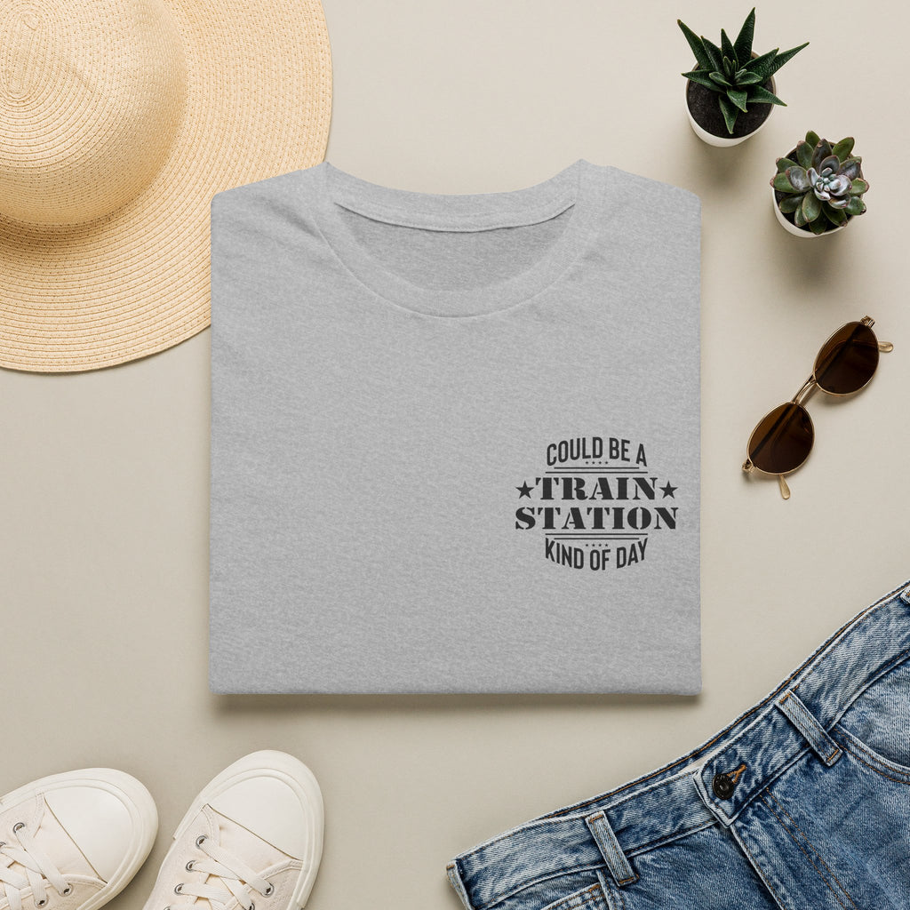 Could Be a Train Station Kind of Day T-Shirt — Funny Sarcastic Gift for Her Pocket Tee