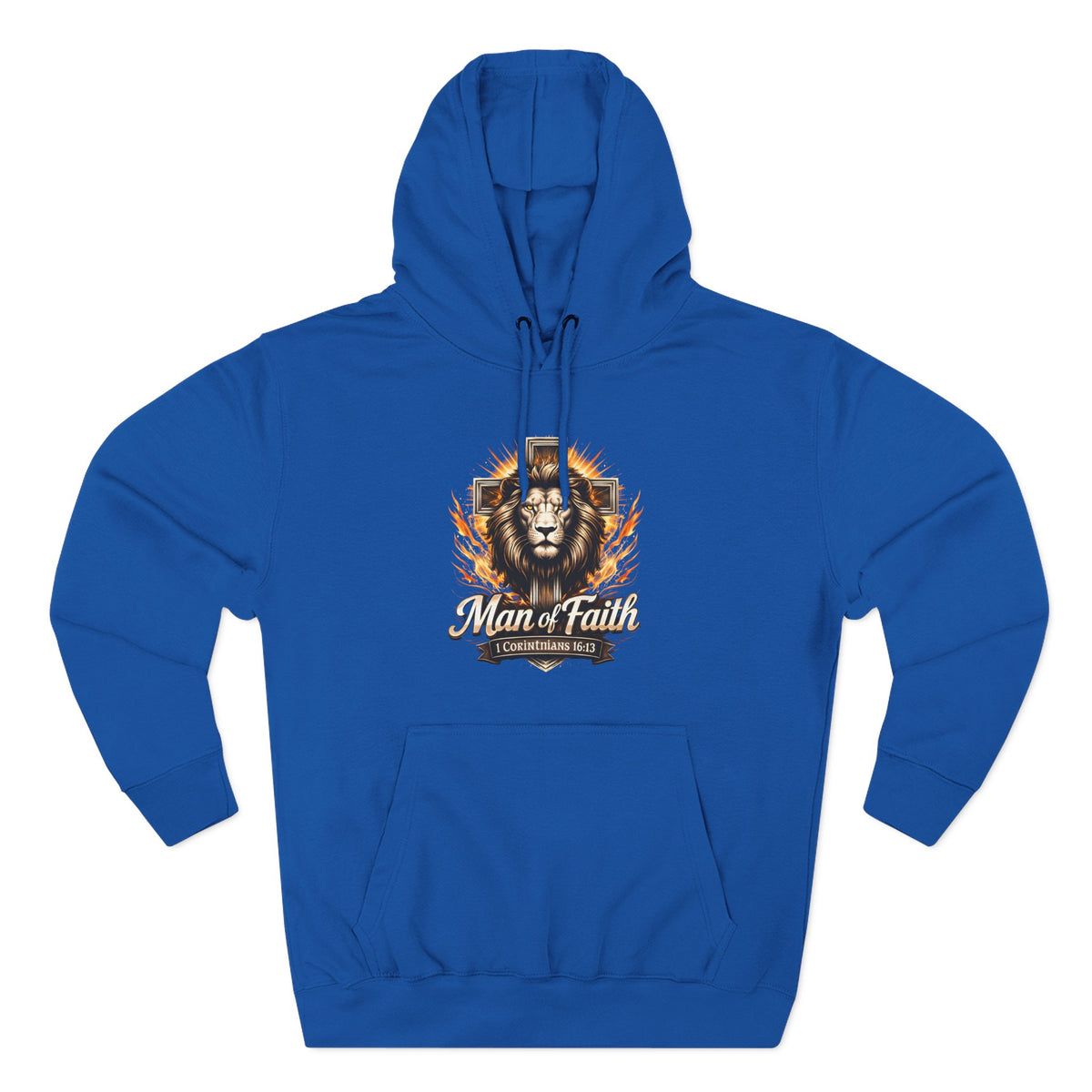 Man of Faith Lion Crest Graphic Fleece Pullover Hoodie