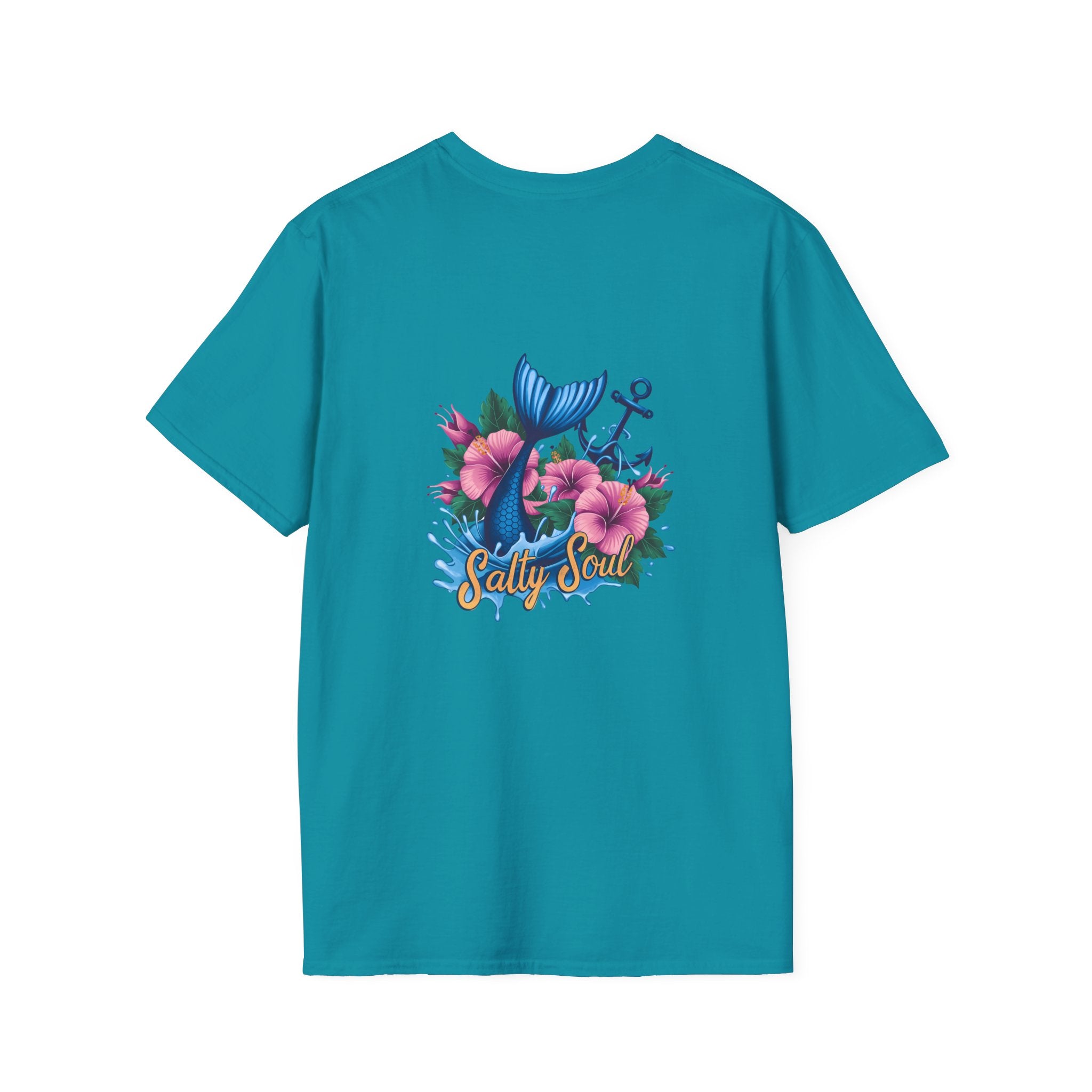 Salty Soul Mermaid Anchor Floral T-Shirt — Cute Beach Gift for Women Nautical Tee