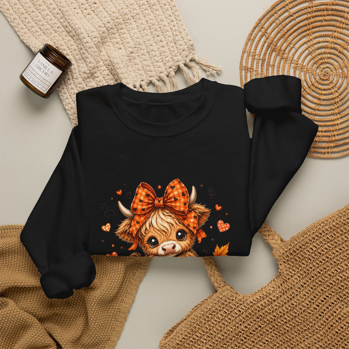 Cute Highland Cow Pumpkin Halloween Sweatshirt