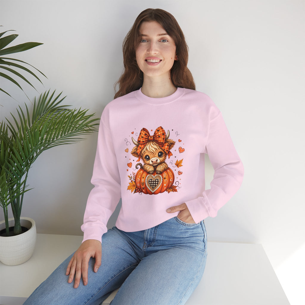 Cute Highland Cow Pumpkin Halloween Sweatshirt