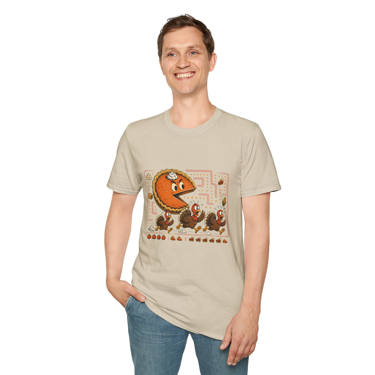 Retro Pie Monster T-Shirt — Funny Pac-Maze Dessert Gamer Tee