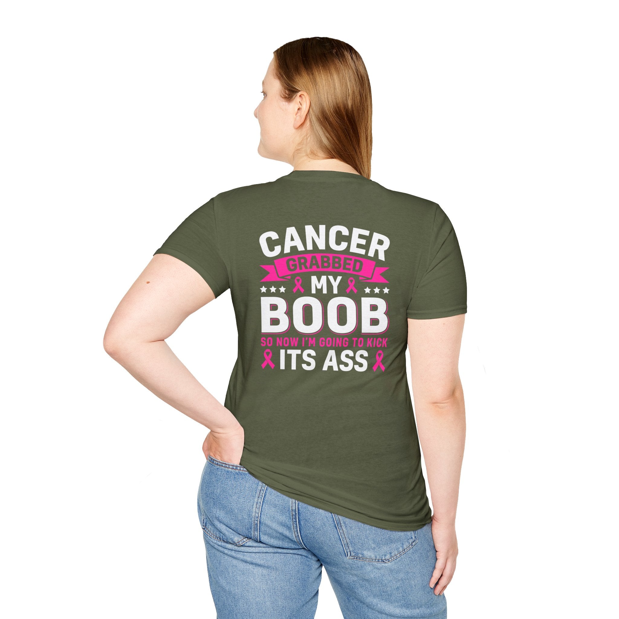 Cancer Grabbed My Boob Now I'm Going to Kick Its Ass T-Shirt — Funny Breast Cancer Awareness Gift