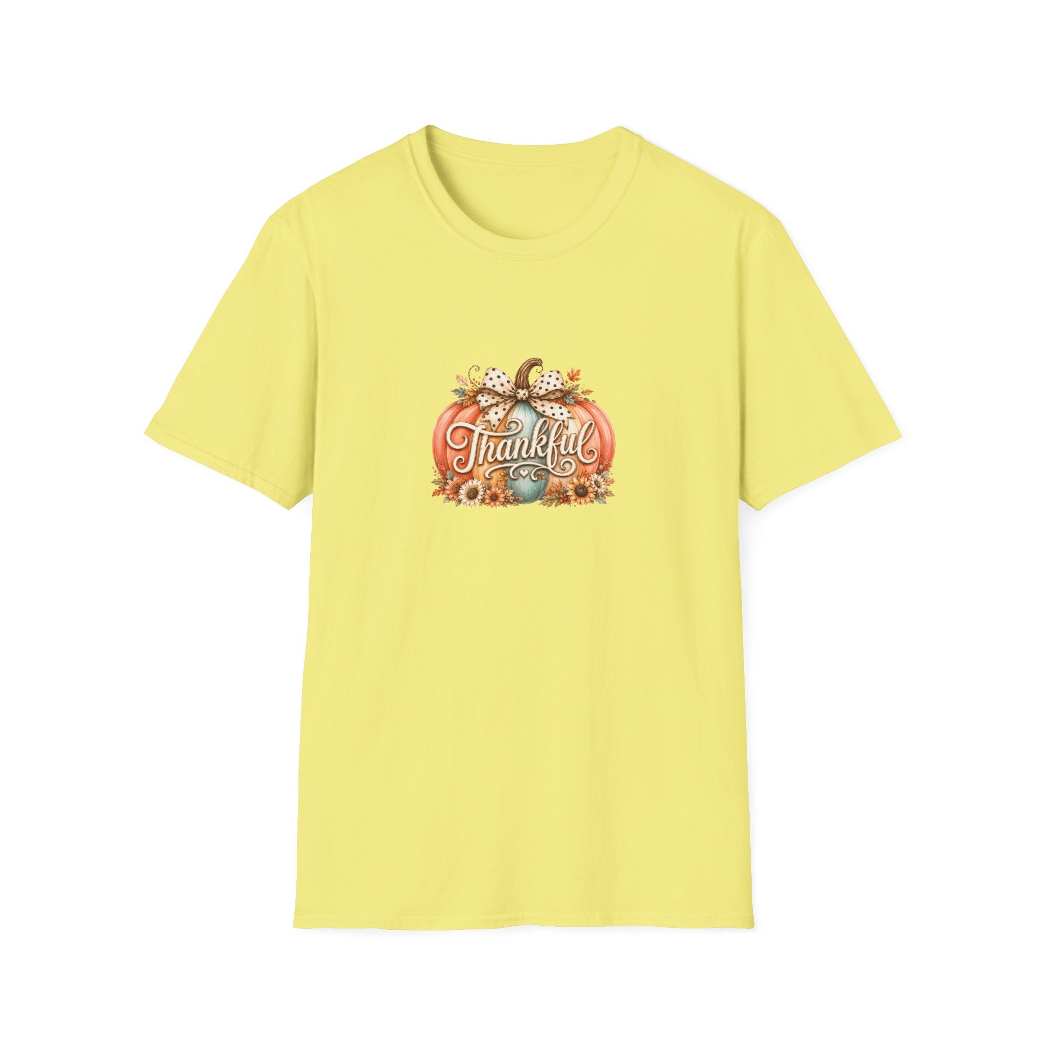 Thankful Pumpkin T-Shirt — Cute Fall Thanksgiving Gift for Women Graphic Tee