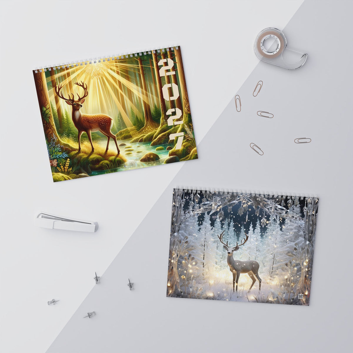 2027 Deer Art Wall Calendar — Scenic Forest & Moonlit Wildlife Monthly Planner