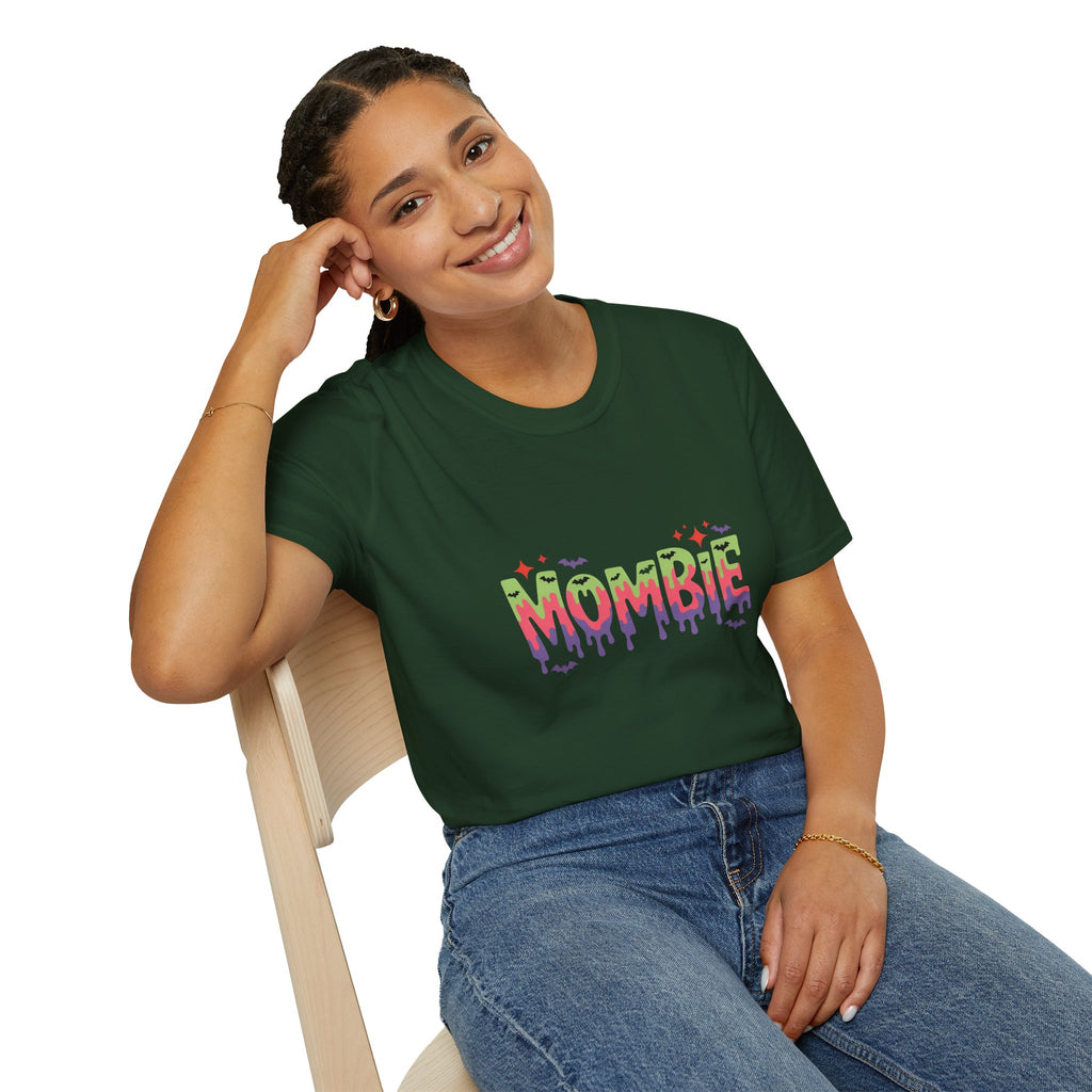 Mombie Halloween T-Shirt — Funny Zombie Mom Gift for Her Neon Graphic Tee