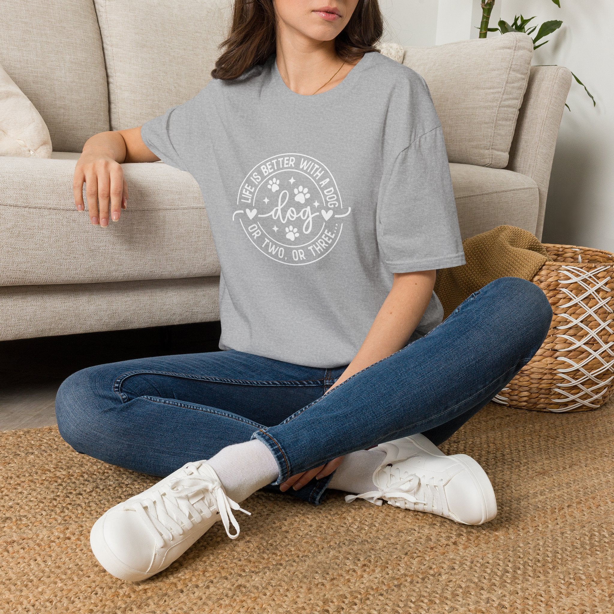 Life Is Better With a Dog T-Shirt — Funny Dog Lover Gift for Women Paw Print Tee