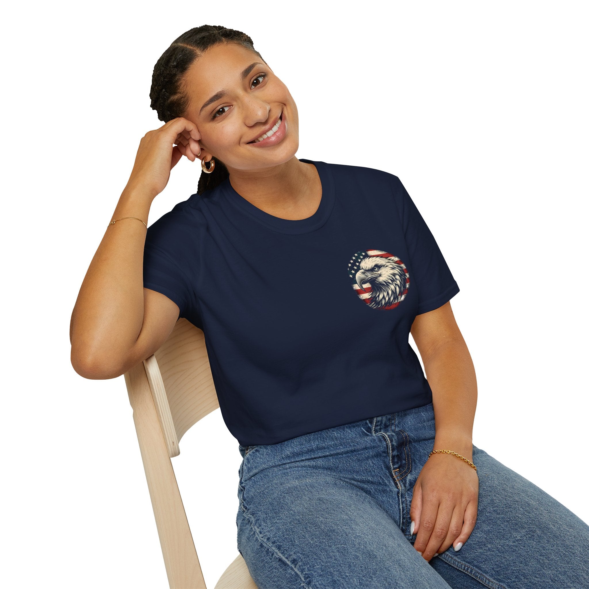 Patriotic Bald Eagle T-Shirt — American Flag Gift for Him Fourth of July Graphic Tee