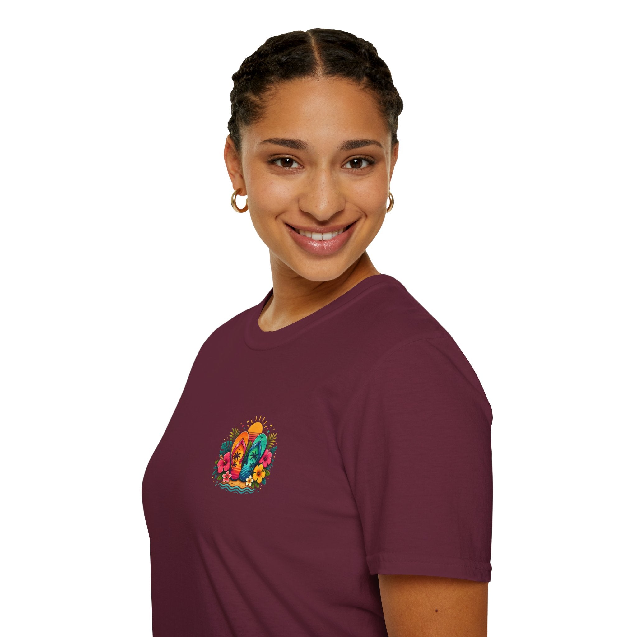 Floral Surf Chest Print T-Shirt — Cute Beach Gift for Women Graphic Tee