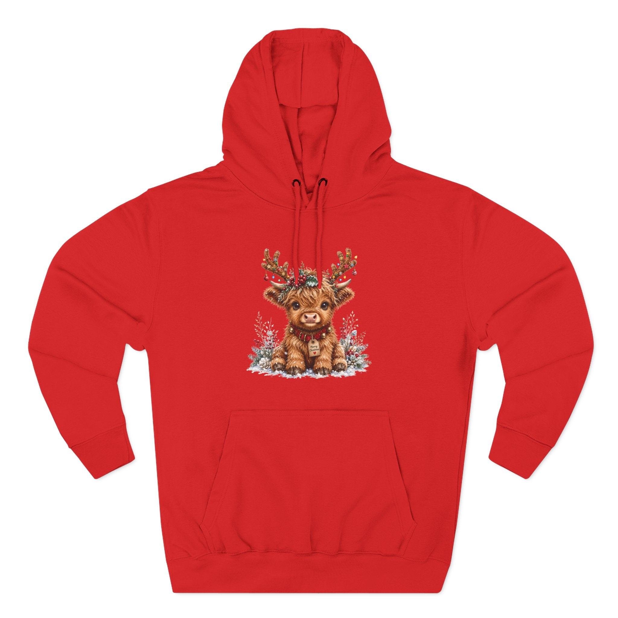 Cute Reindeer Fleece Hoodie - Christmas Woodland Holiday Sweatshirt