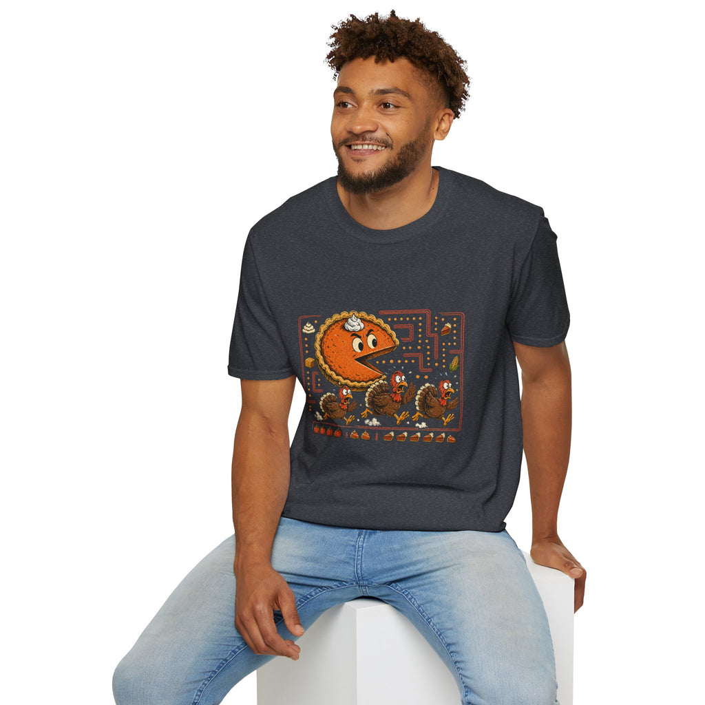 Retro Pie Monster T-Shirt — Funny Pac-Maze Dessert Gamer Tee