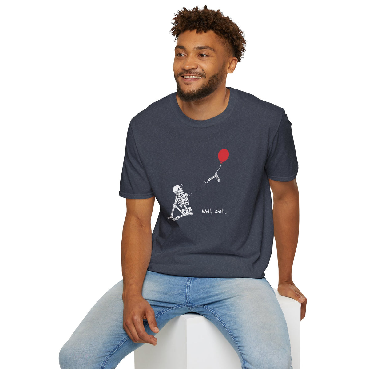 Funny Skeleton Balloon T-Shirt, Well Shit Graphic Tee