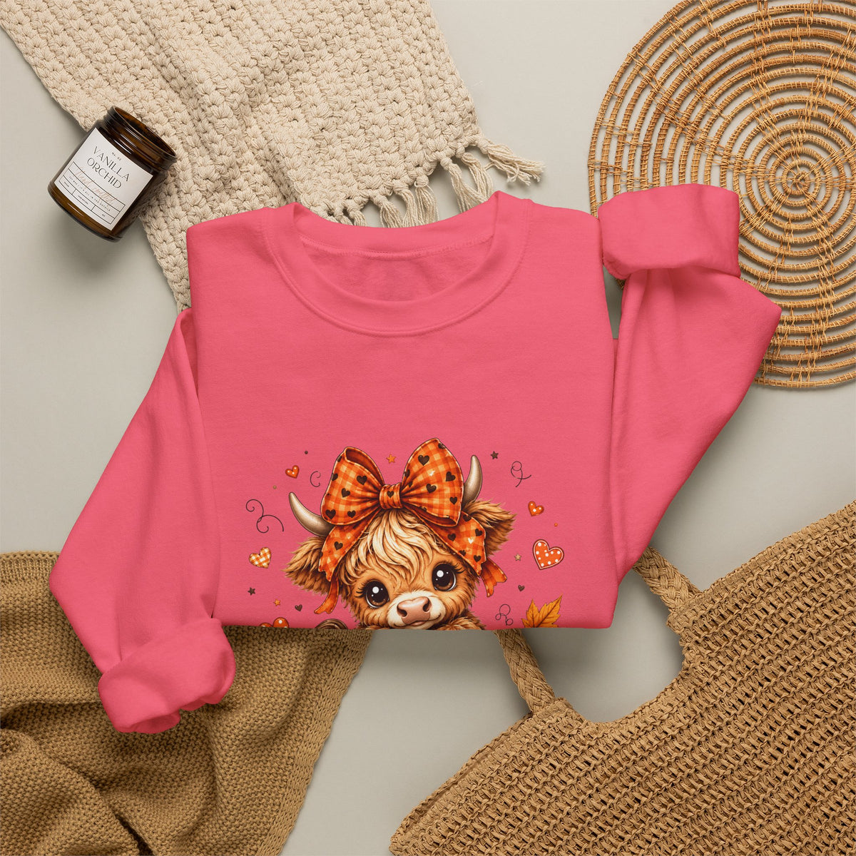 Cute Highland Cow Pumpkin Halloween Sweatshirt