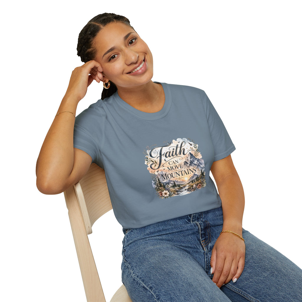Faith Can Move Mountains T-Shirt Inspirational Christian Mountain Graphic Tee