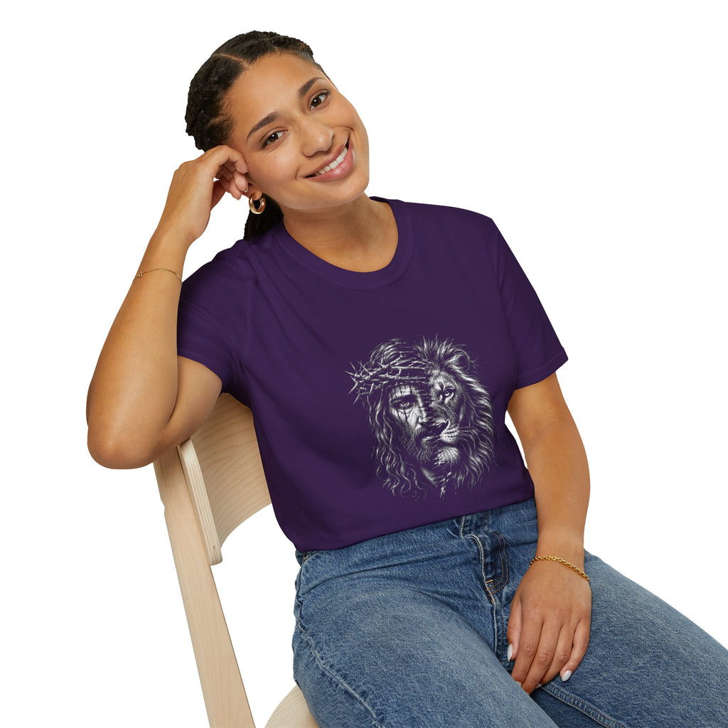 Lion of Judah T-Shirt — Crown of Thorns Half-Face Lion Christian Graphic Tee