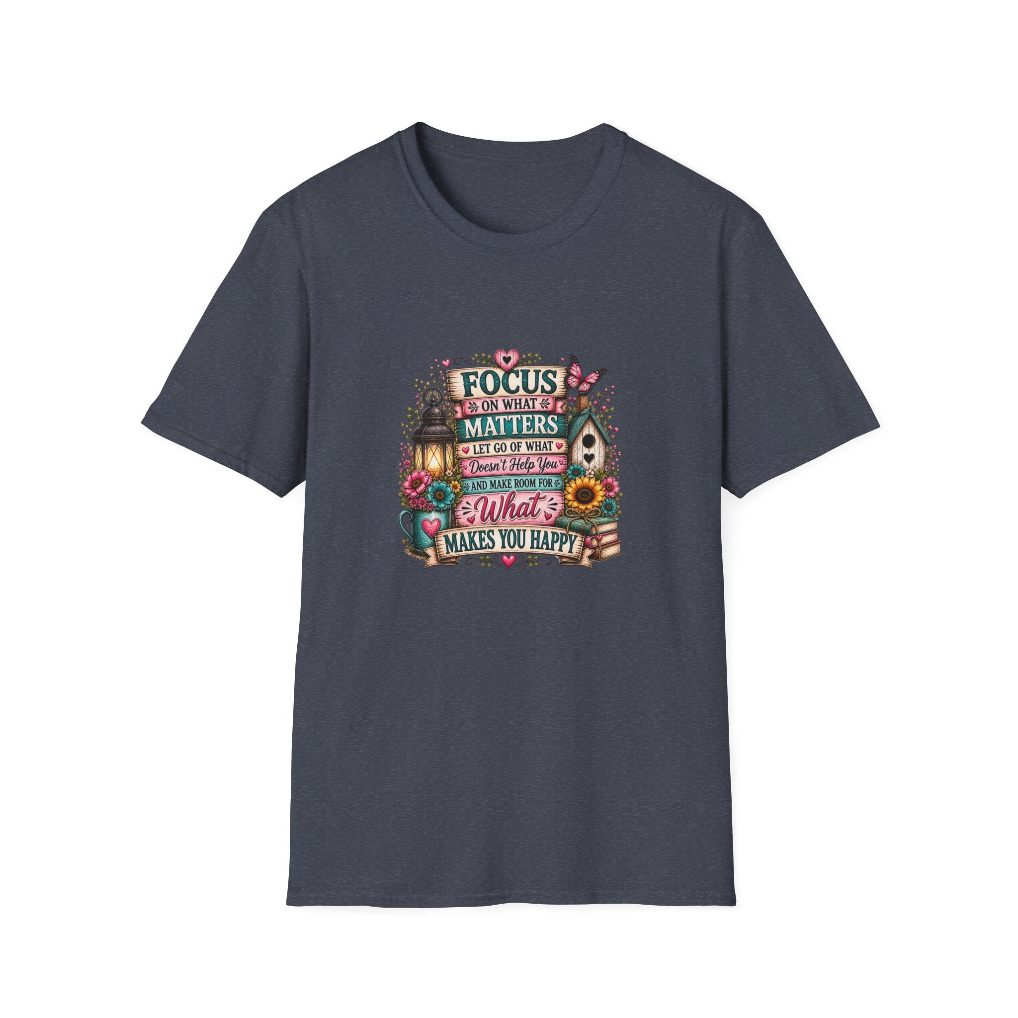 Focus on What Matters Floral T-Shirt — Inspirational Motivational Gift for Women Tee