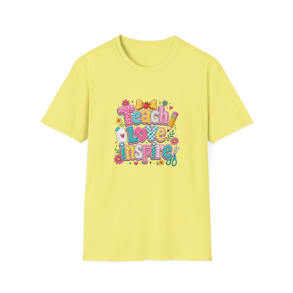 Teach Love Inspire T-Shirt — Cute Colorful Teacher Gift School Appreciation Tee