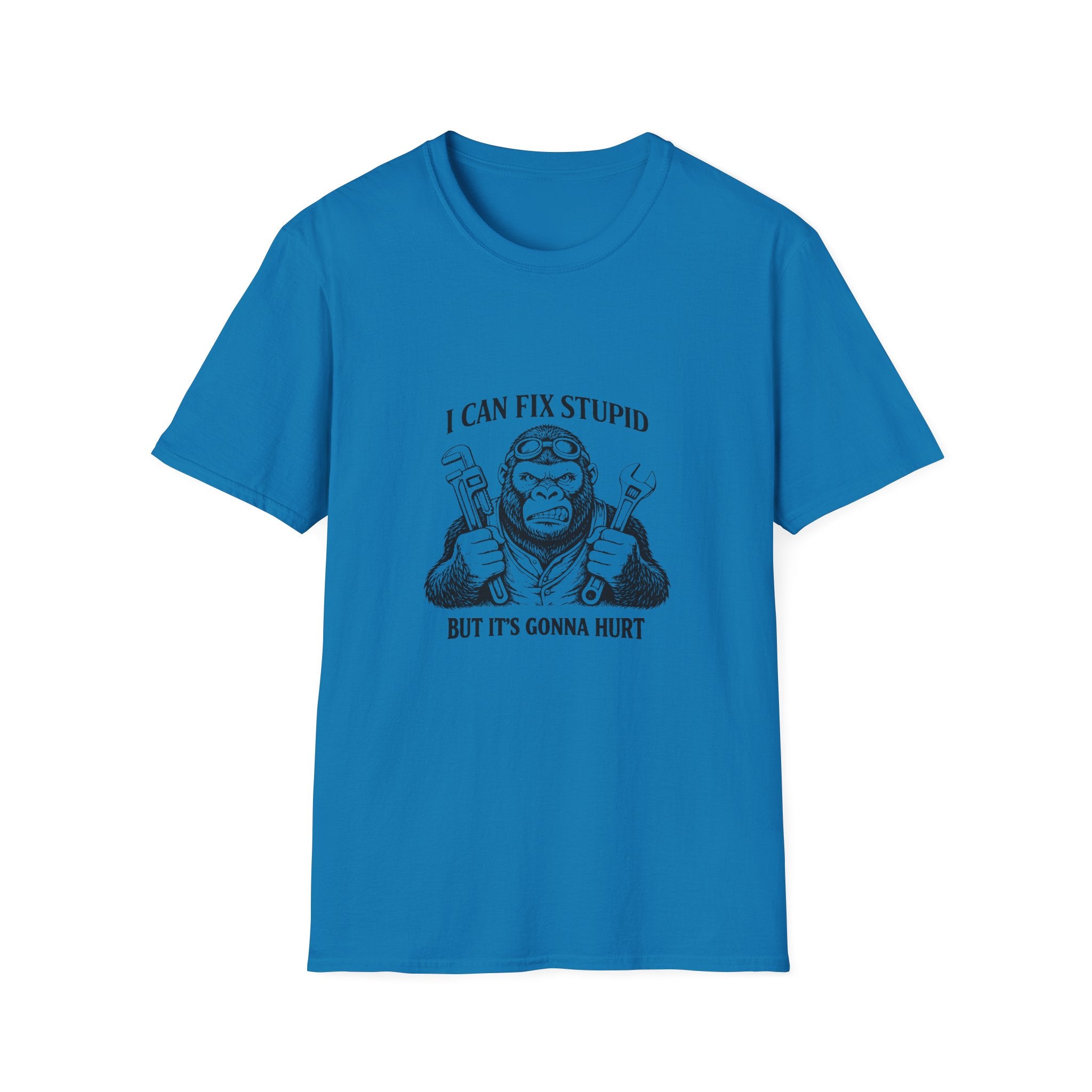 I Can Fix Stupid T-Shirt — Funny Mechanic Gift for Him Monkey Graphic Tee