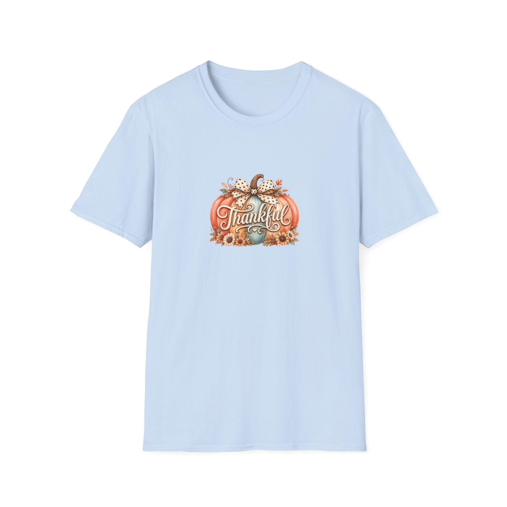 Thankful Pumpkin T-Shirt — Cute Fall Thanksgiving Gift for Women Graphic Tee