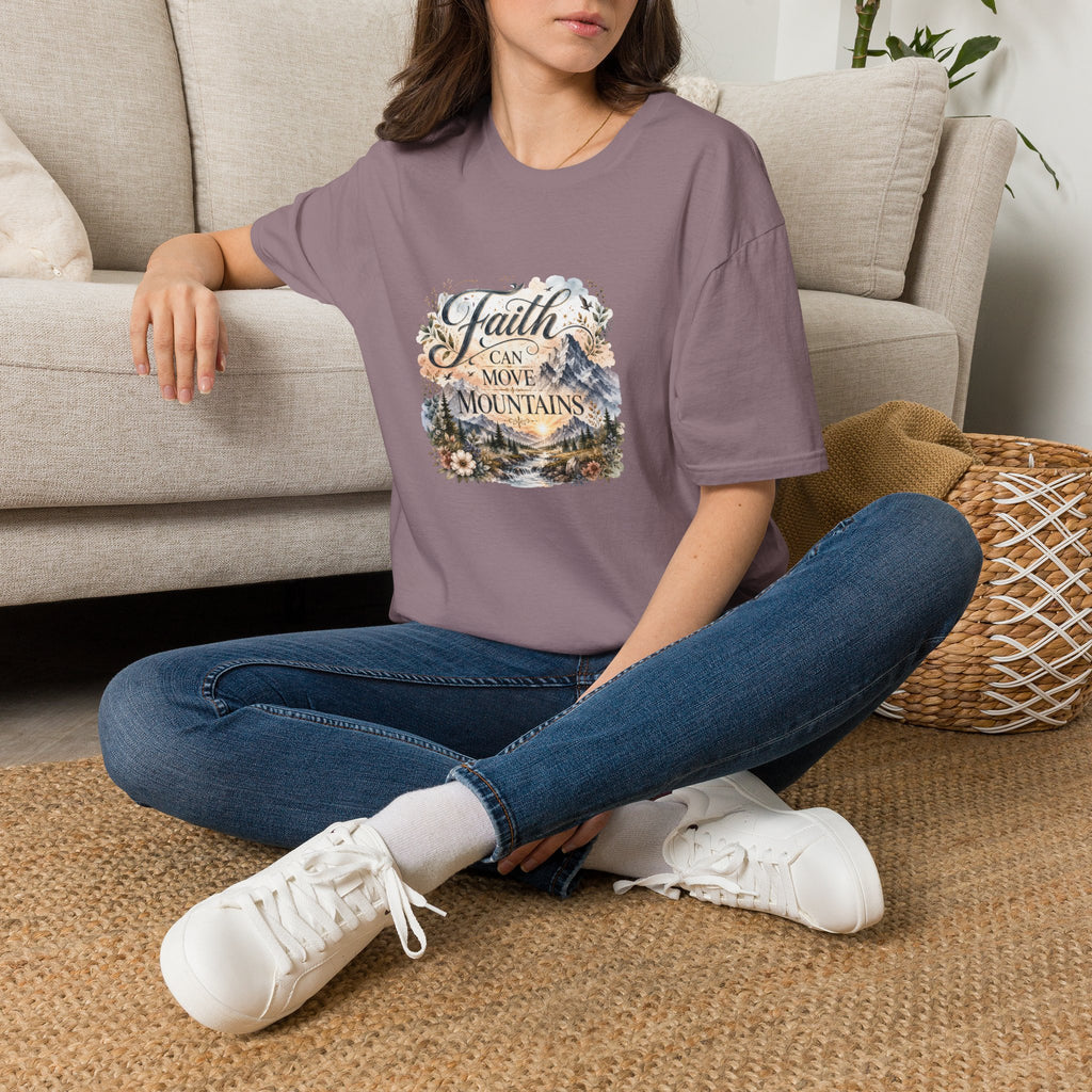 Faith Can Move Mountains T-Shirt Inspirational Christian Mountain Graphic Tee