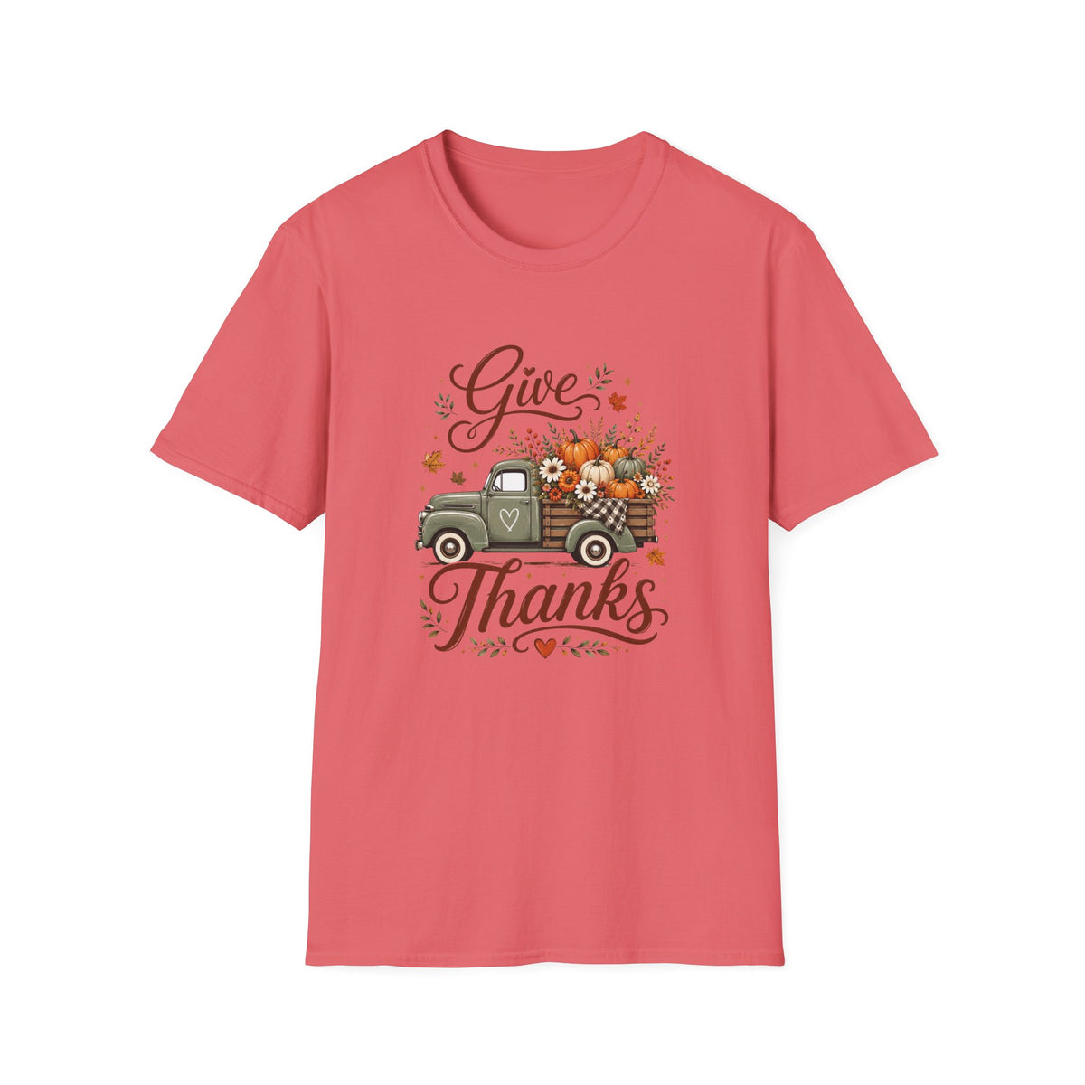 Give Thanks Fall Truck T-Shirt — Pumpkin Harvest Autumn Tee