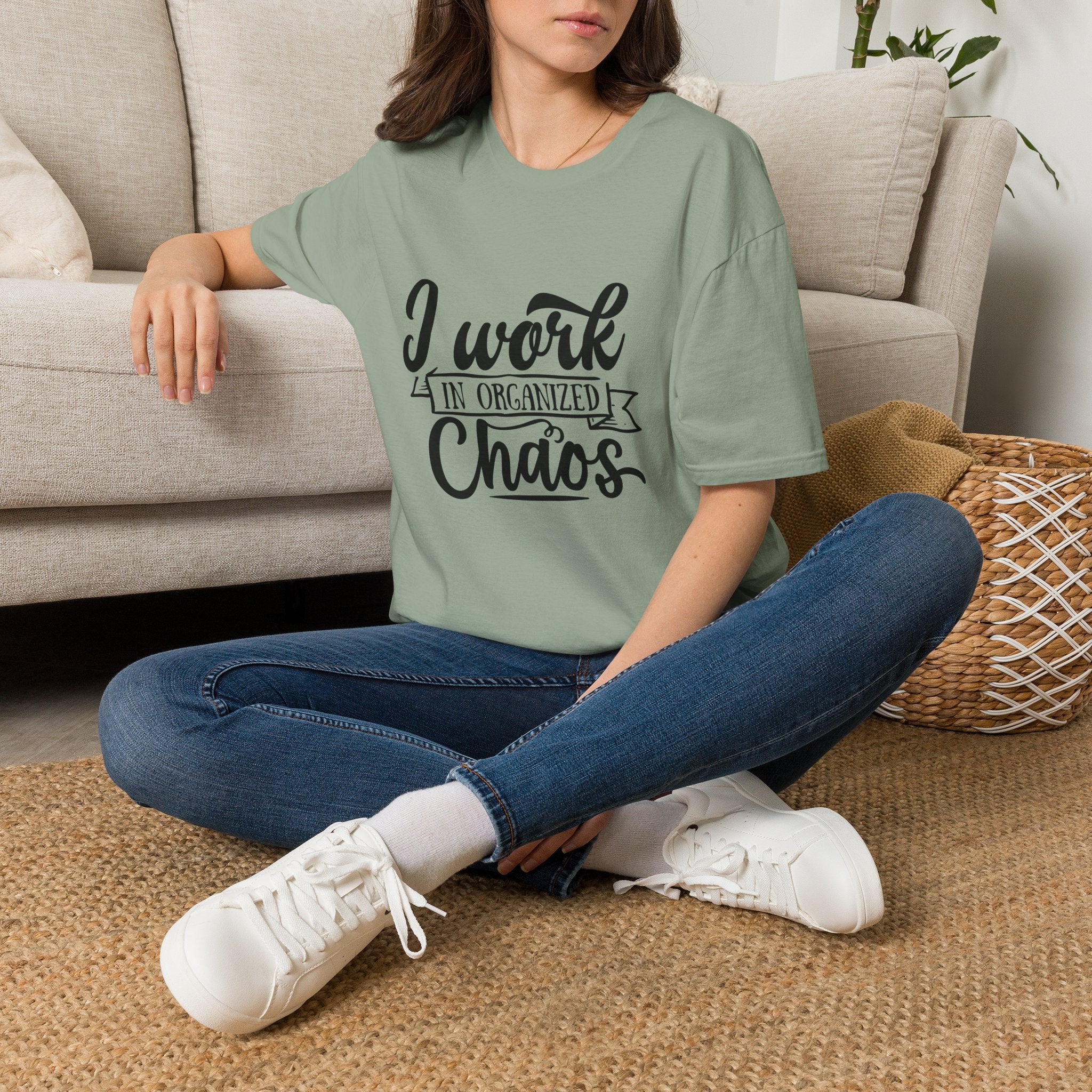 I Work in Organized Chaos T-Shirt — Funny Teacher & Mom Gift Sarcastic Graphic Tee