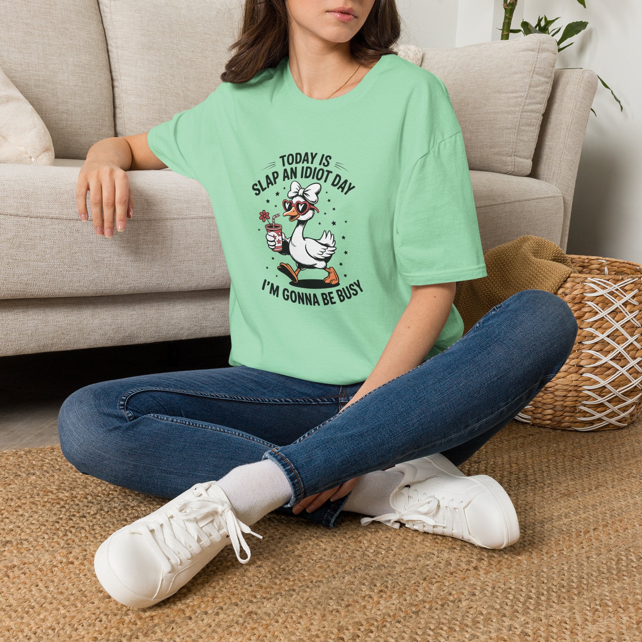 Today Is Slap An Idiot Day Duck T-Shirt — Funny Sarcastic Gift for Her Graphic Tee