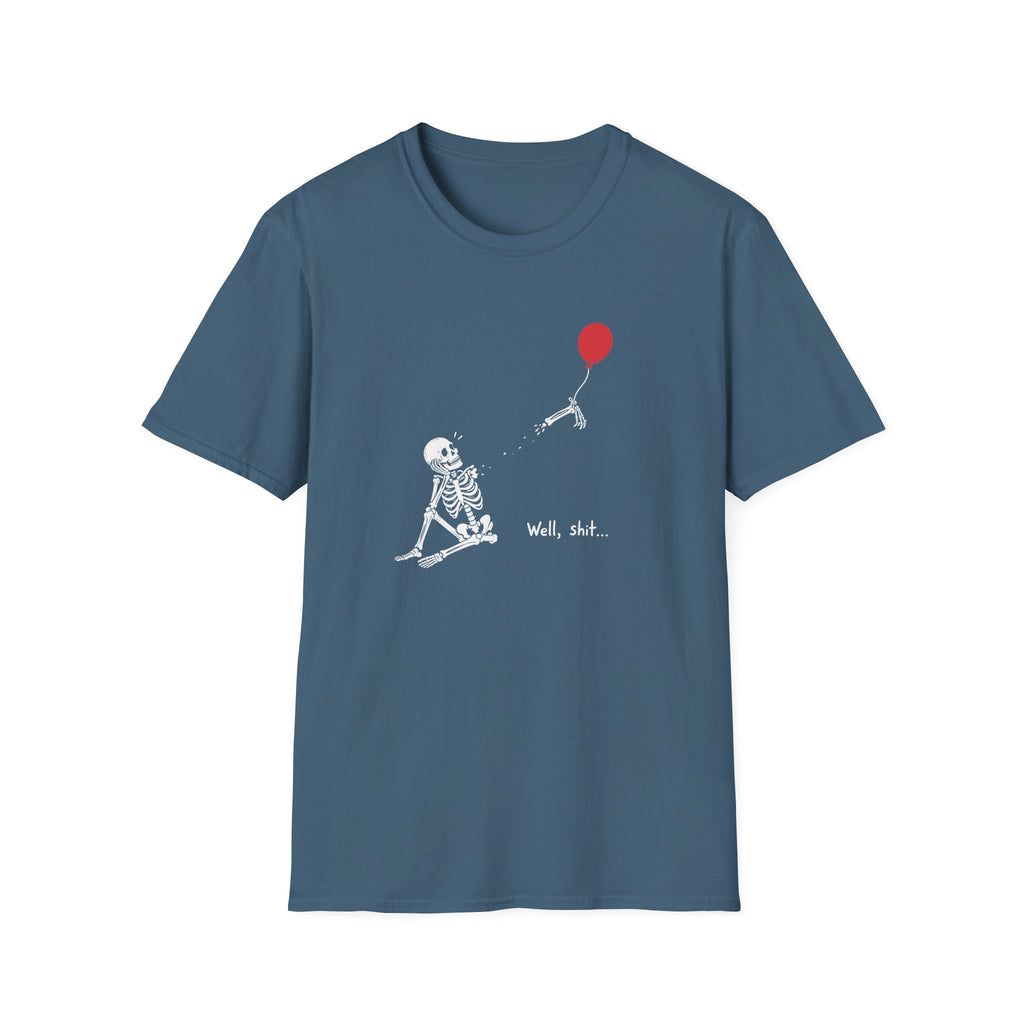 Funny Skeleton Balloon T-Shirt, Well Shit Graphic Tee